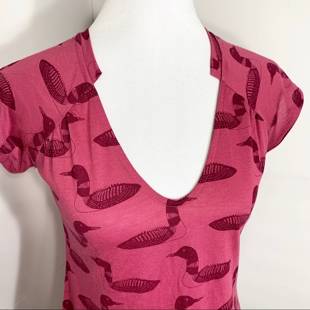 SOLD-Anthropologie Mallard Print Pink Tee - Picture 3 of 8